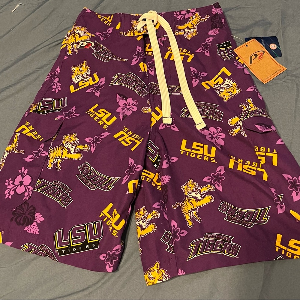 Purple LSU Tigers Men's swim trunks